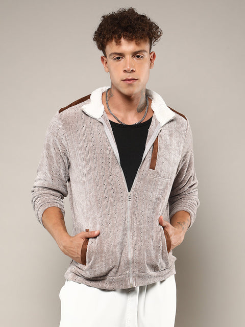 CTRL CLUB Zip-Front Cable Knit Jacket
