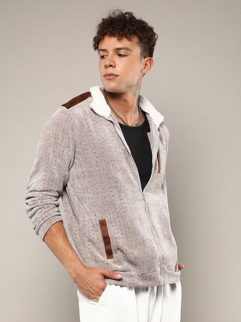 CTRL CLUB Zip-Front Cable Knit Jacket
