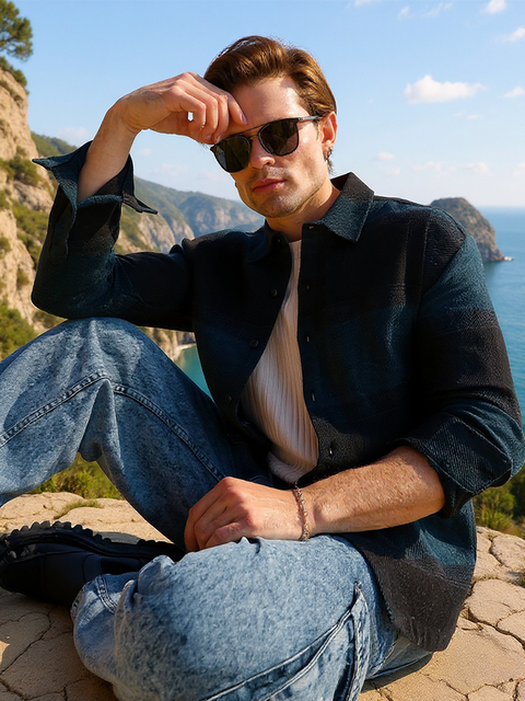 Chaos Vignette-Checkered Oversized Shirt