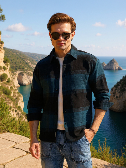 Chaos Vignette-Checkered Oversized Shirt