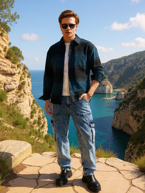 Chaos Vignette-Checkered Oversized Shirt