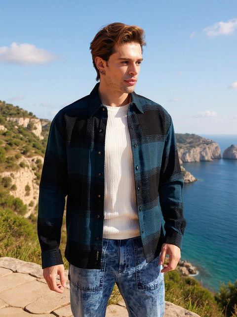 Chaos Vignette-Checkered Oversized Shirt