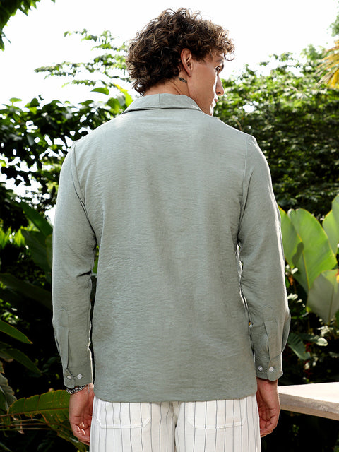 Behookd Solid Shawl Collar Oversized Shirt