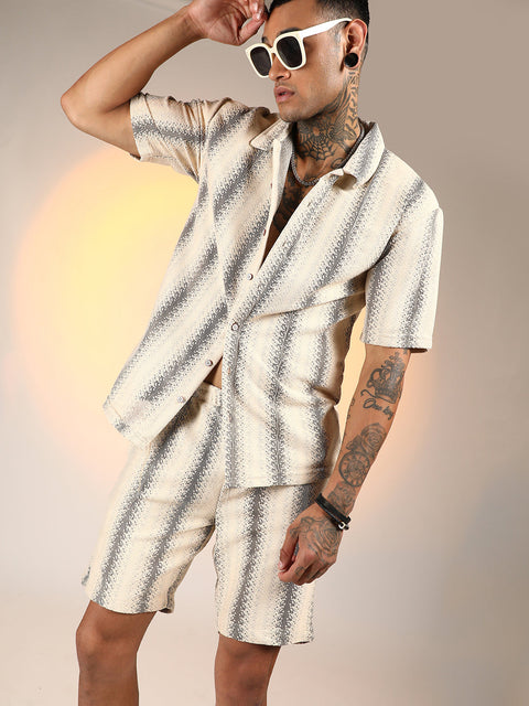 TheOddOnes Texture-Striped Co-Ord Set