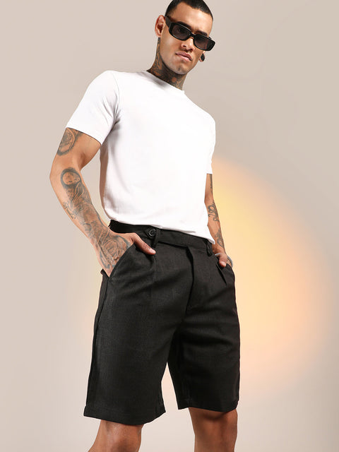 Hookd Solid Pleated Shorts