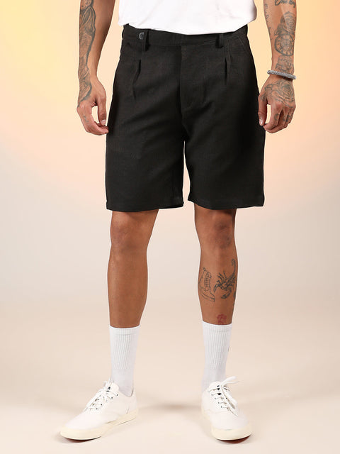 Hookd Solid Pleated Shorts