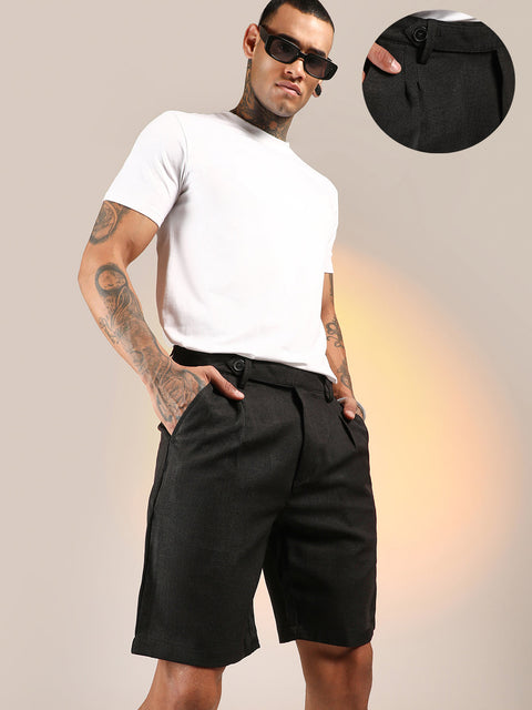 Hookd Solid Pleated Shorts