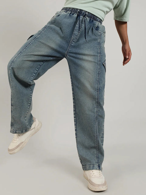 Just Be Acid-Wash Baggy Denim Jeans
