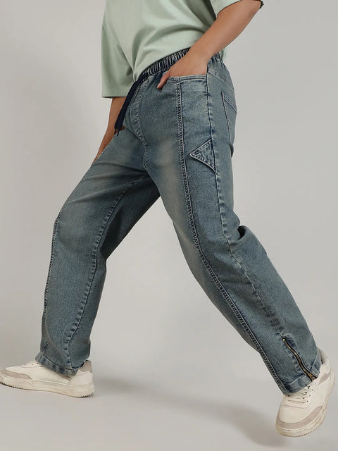 Just Be Acid-Wash Baggy Denim Jeans
