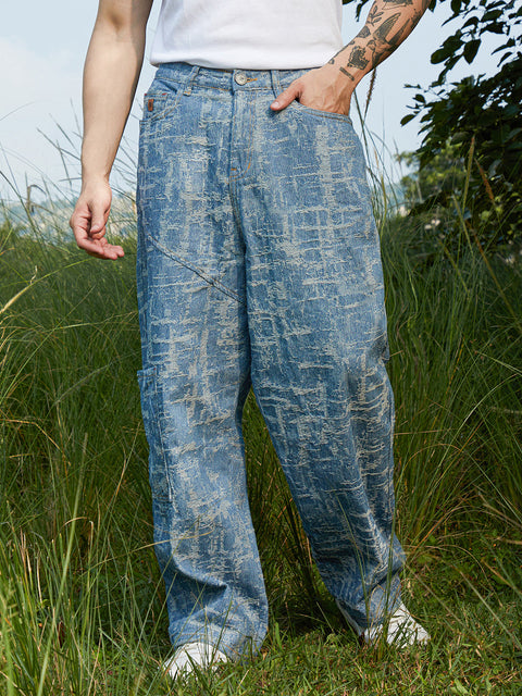CAHOOT Textured Baggy Denim Jeans