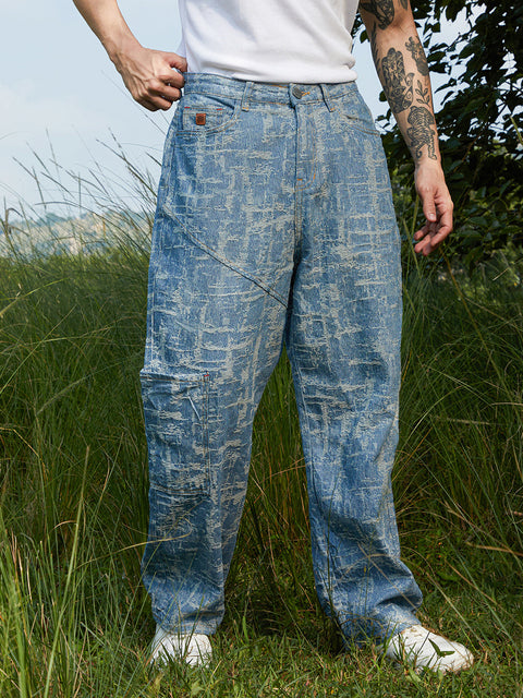 CAHOOT Textured Baggy Denim Jeans