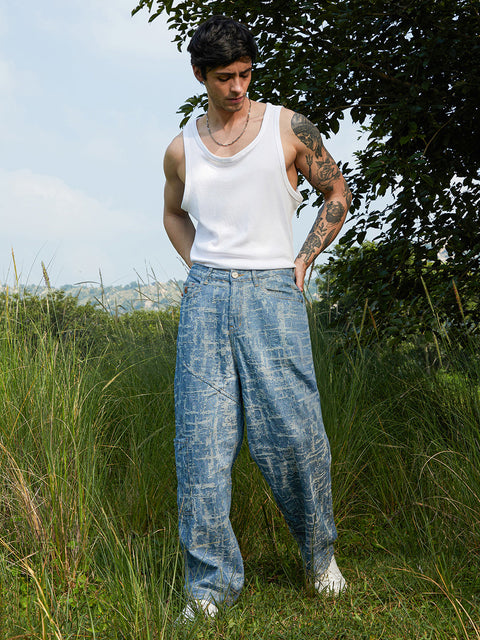 CAHOOT Textured Baggy Denim Jeans