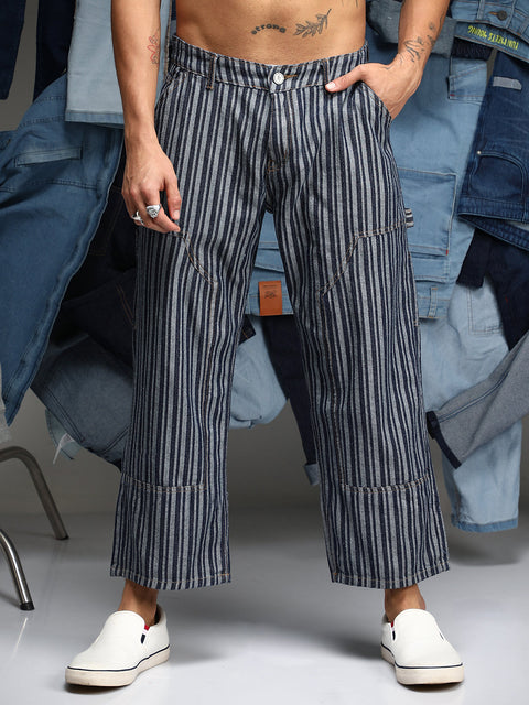 Chaos Striped Baggy Utility Denim Jeans