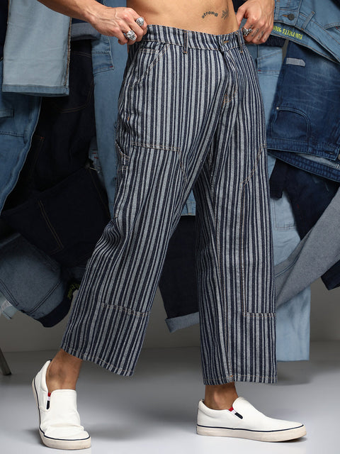 Chaos Striped Baggy Utility Denim Jeans