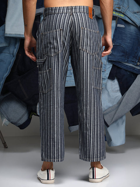 Chaos Striped Baggy Utility Denim Jeans