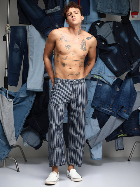 Chaos Striped Baggy Utility Denim Jeans