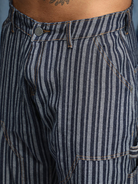 Chaos Striped Baggy Utility Denim Jeans