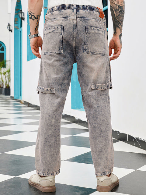 Take 2 Acid-Wash Panelled Denim Jeans