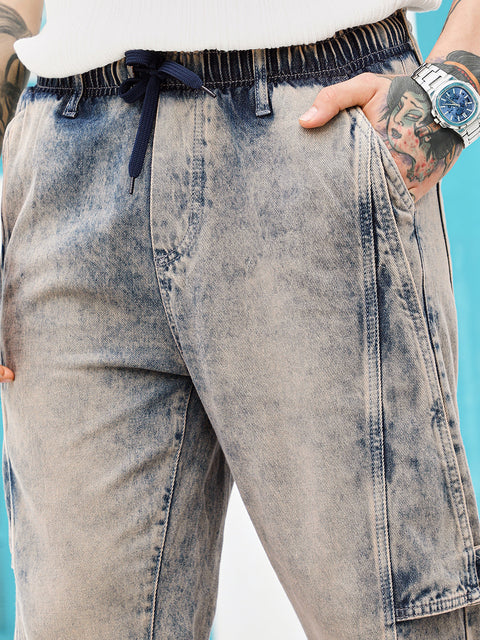 Take 2 Acid-Wash Panelled Denim Jeans