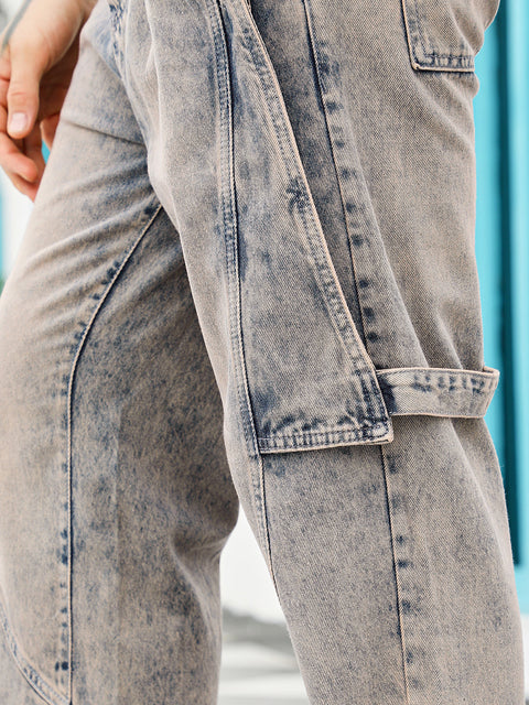 Take 2 Acid-Wash Panelled Denim Jeans