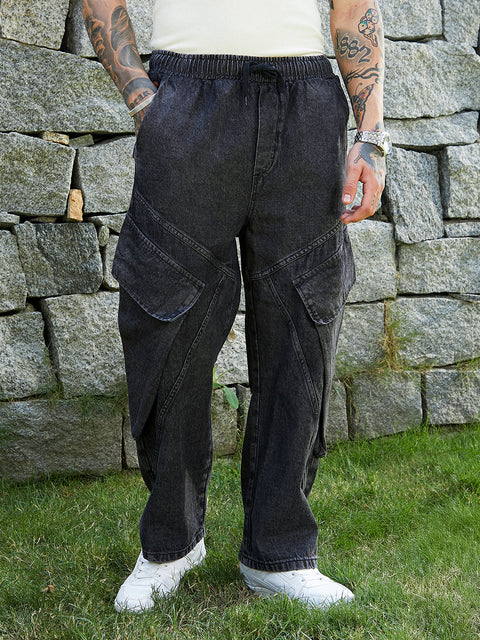 Chaos Dark-Wash Modular-Utility Denim Jeans