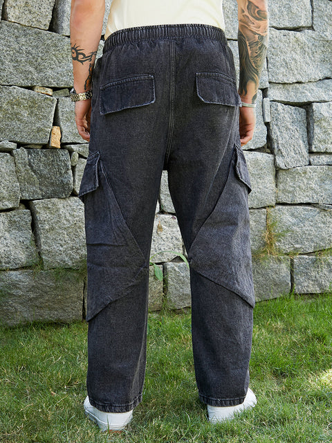 Chaos Dark-Wash Modular-Utility Denim Jeans