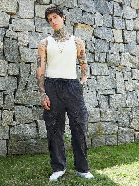 Chaos Dark-Wash Modular-Utility Denim Jeans