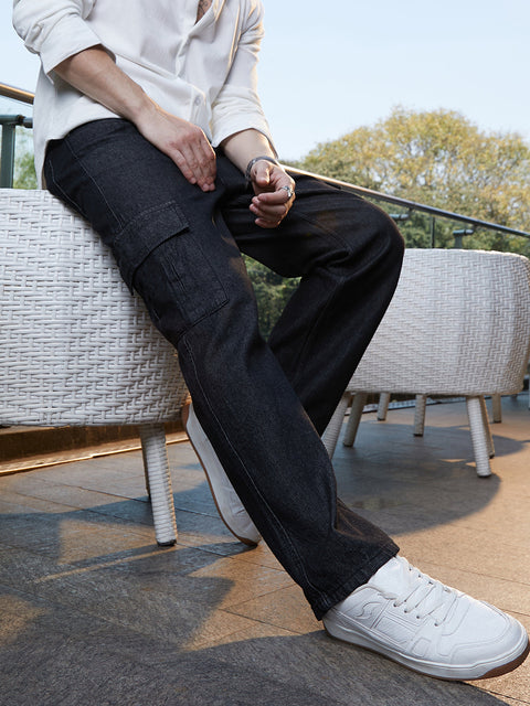 Chaos Dark-Wash Cargo Denim Jeans