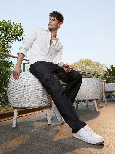 Chaos Dark-Wash Cargo Denim Jeans