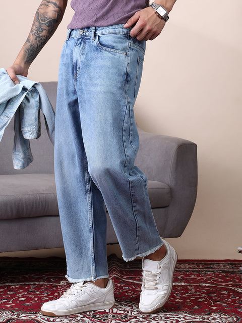 CAHOOT Unhemmed Light-Wash Denim Jeans