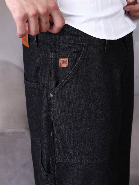 Runway Gods Patched Straight Denim Jeans