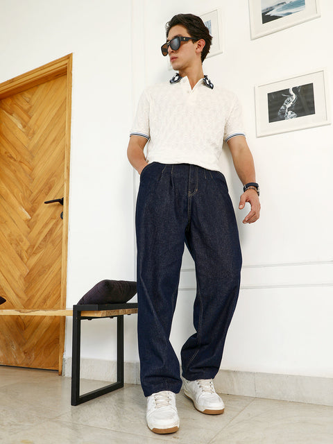 Take 2 Dark-Wash Pleated Denim Jeans