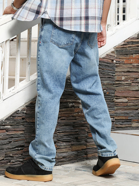 Take Two Men Jeans Light-Wash Pleated Denim Jeans