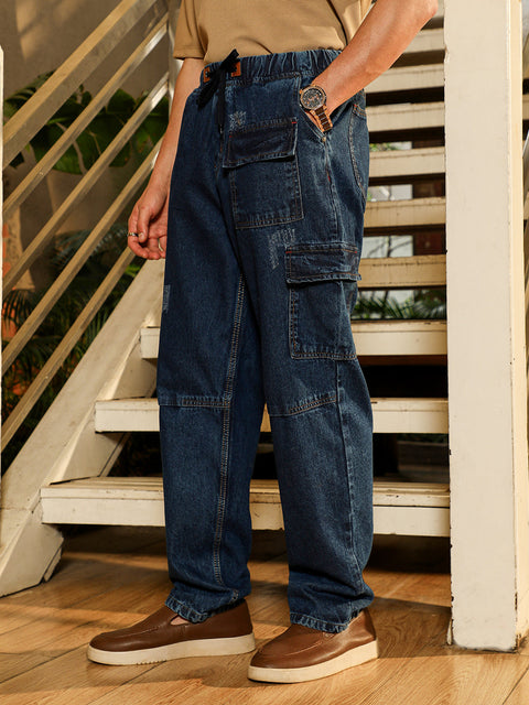 Hooked Dark-Wash Utility Denim Jeans