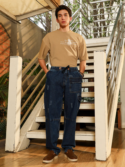 Hooked Dark-Wash Utility Denim Jeans