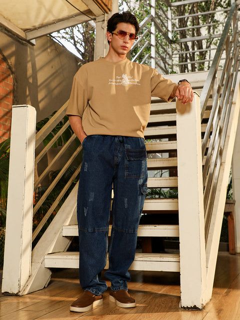 Hooked Dark-Wash Utility Denim Jeans