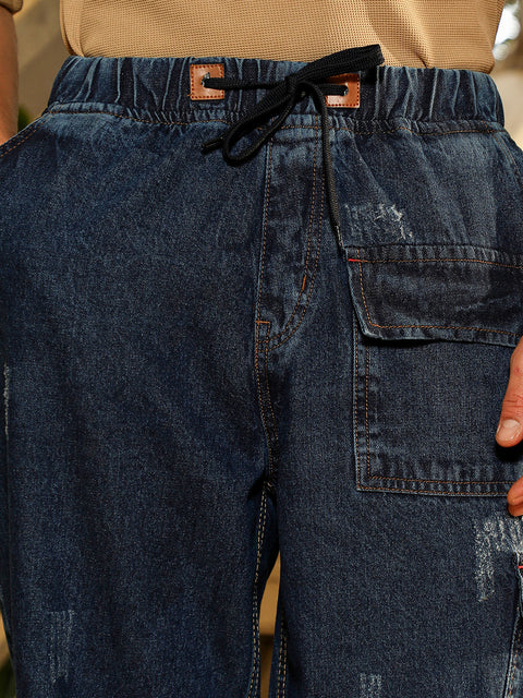 Hooked Dark-Wash Utility Denim Jeans