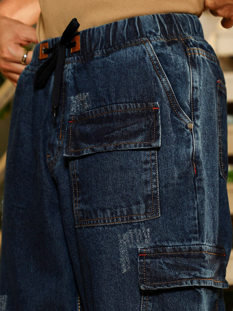 Hooked Dark-Wash Utility Denim Jeans