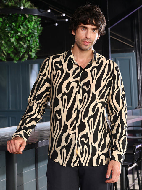 Take 2 Contrast-Flowing Imprint Shirt