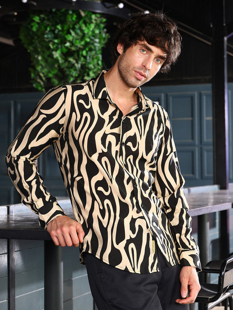 Take 2 Contrast-Flowing Imprint Shirt