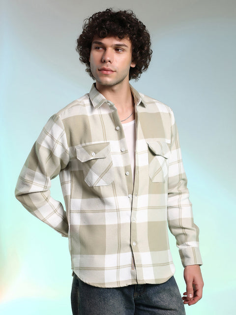 Behookd Beige Plaid Cotton Shirt With Full Sleeves