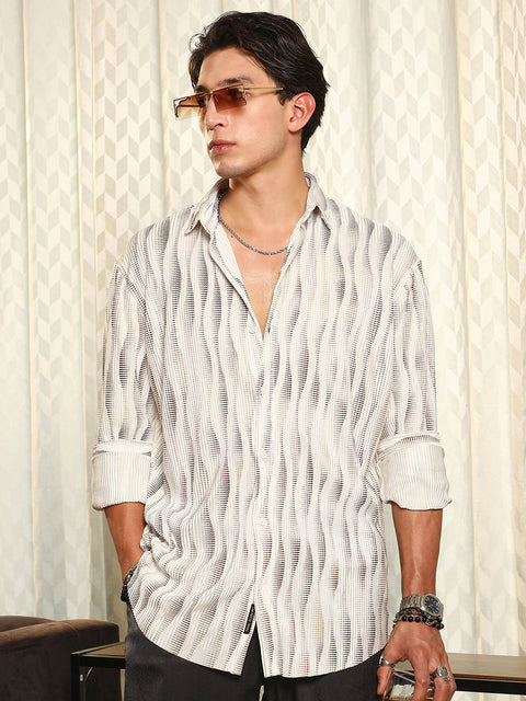 Behookd Metallic-Gradient Pleated Shirt