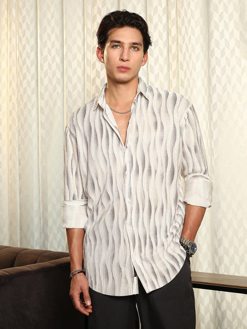 Behookd Metallic-Gradient Pleated Shirt