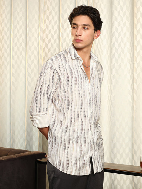 Behookd Metallic-Gradient Pleated Shirt