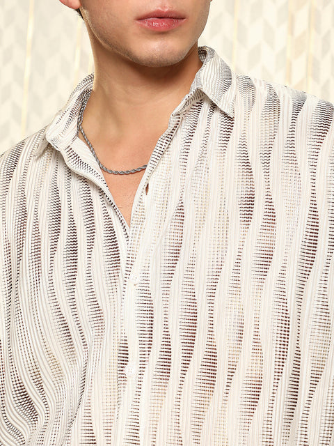 Behookd Metallic-Gradient Pleated Shirt