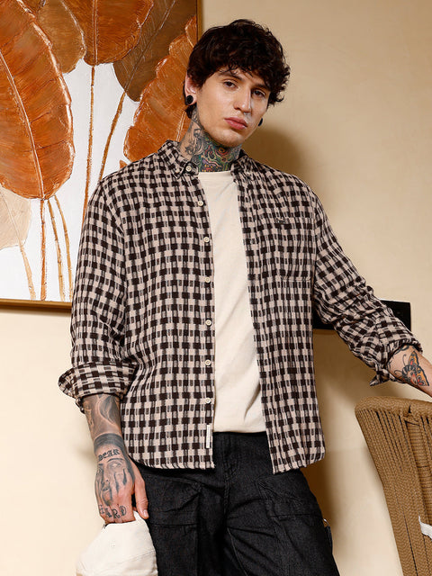 Interim Hazy-Geometric Jacquard Shirt
