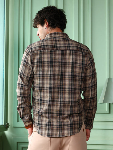 Take Two Men Shirt Button-Down Gradient-Plaid Shirt