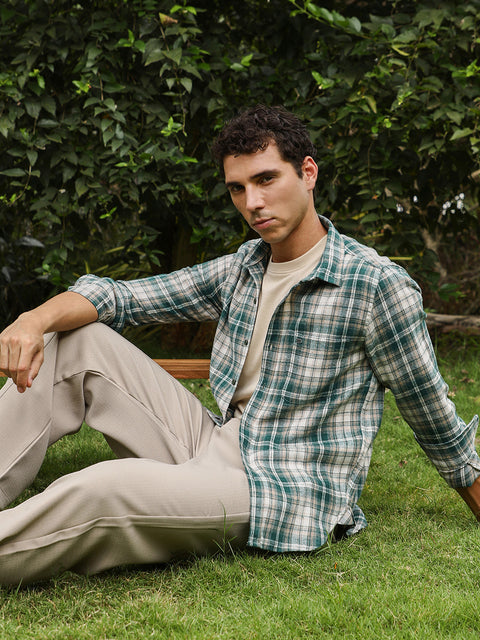 Chaos Button-Down Ombre-Plaid Shirt