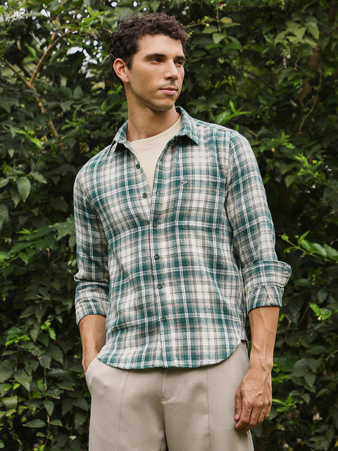 Chaos Button-Down Ombre-Plaid Shirt
