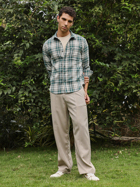 Chaos Button-Down Ombre-Plaid Shirt